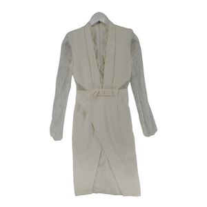 Unbranded Bridal Dress Deep V Neck Sheer Sleeves Size Small Side Cutouts